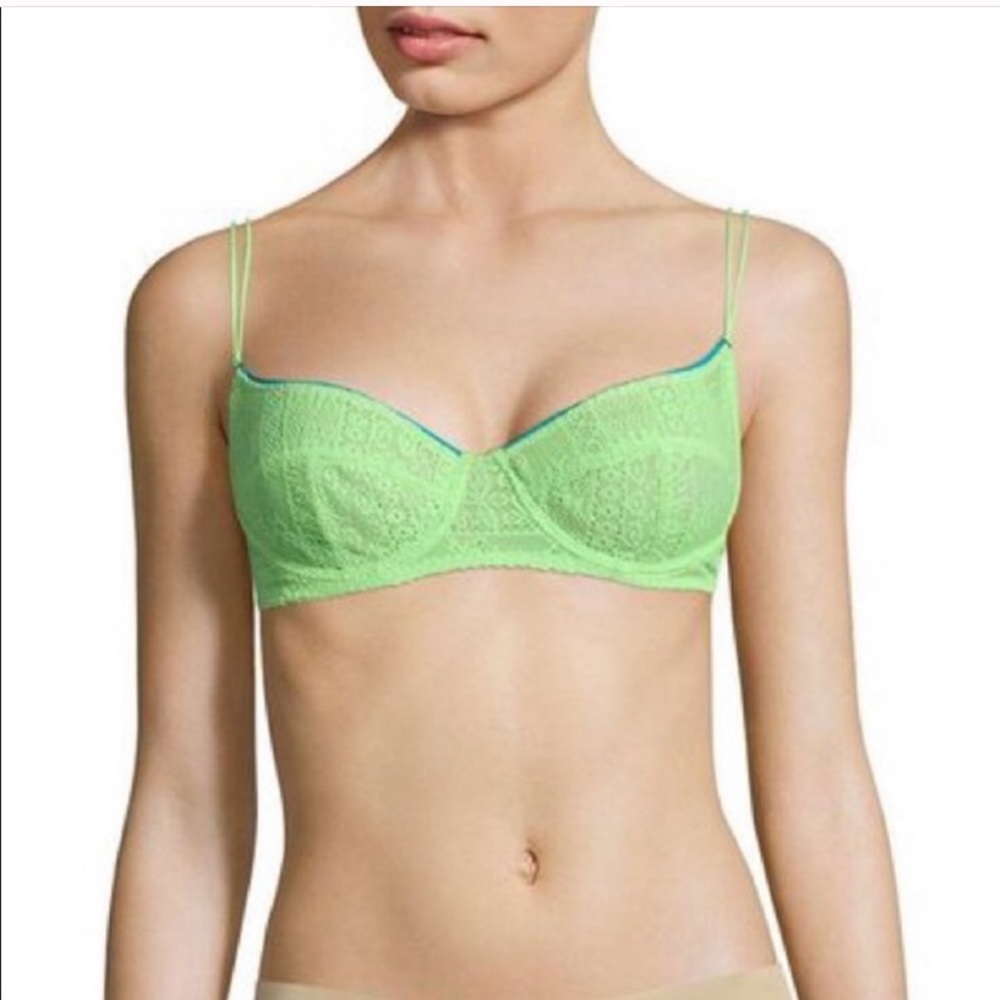 Free people “Cheeky Lace Bra” lime green underwire